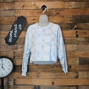 Levi's women's Blue & White Crew Neck Long Sleeve Crop Sweatshirt size M
